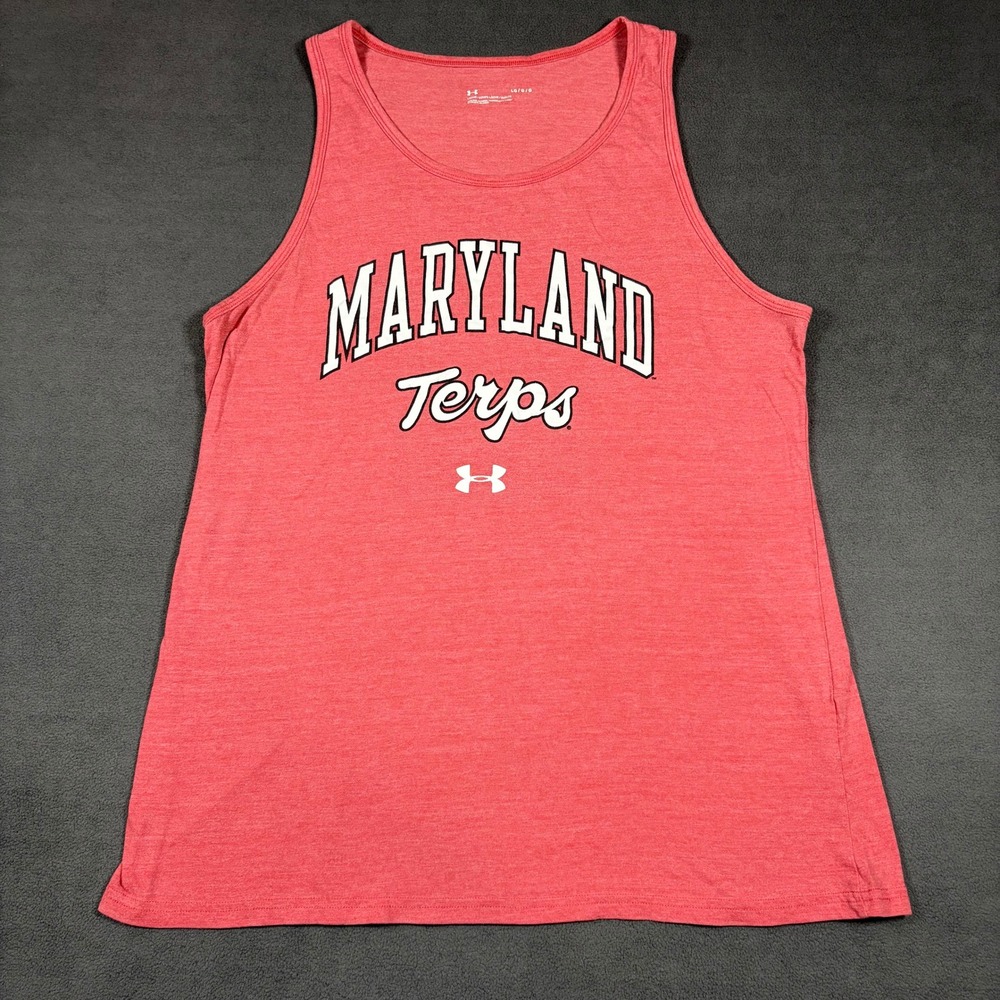 Under Armour Maryland Terps Tank Top Womens Large Red NCAA Loose Fit Sleeveless